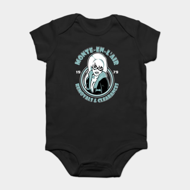 Black Cat Removals Baby Bodysuit by boltfromtheblue